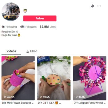 4M Art & Craft TikTok Account for sale