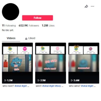 650K Animated Cartoon Tiktok Account for sale