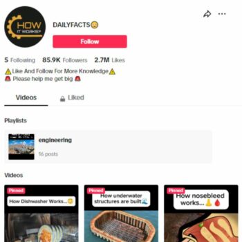 85K Technology Engineering Tiktok account for sale