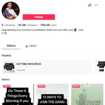 40K Entrepreneur Success Tiktok Account for sale