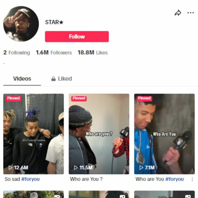 1.6M Music Rapper Tiktok Account for sale