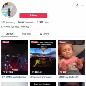 14K Cars F1 Tiktok Account for sale