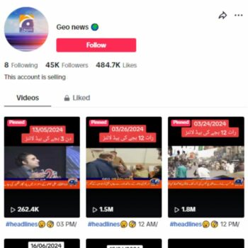 45K Pakistan News Tiktok Account with Creator Rewards Program for sale