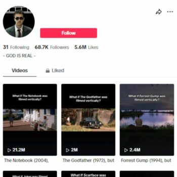 65K Movie Clips TikTok Account for sale