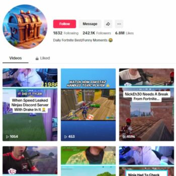 240K Gaming Fortnite TikTok Account for sale