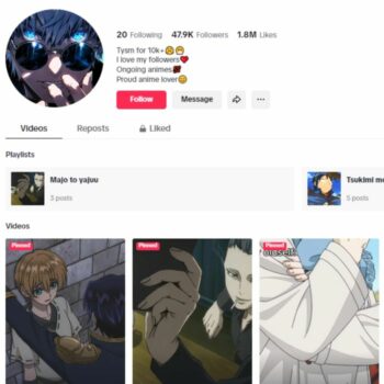 45K Anime Movies TikTok Account for sale
