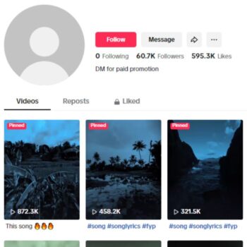60K Music Songs Tiktok Account for sale