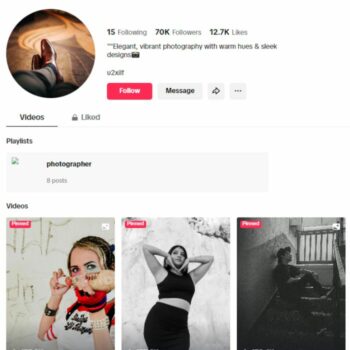 70K Fashion Photography Tiktok Account for sale