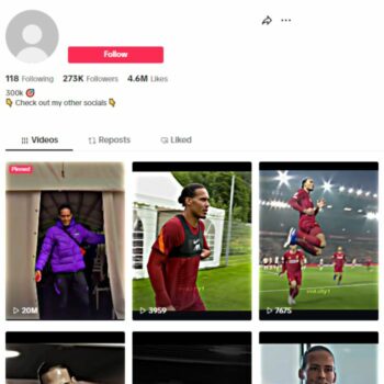 270K Van Dijk Football TikTok Account for sale