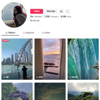 1.2M Travel Nature TikTok Account for sale