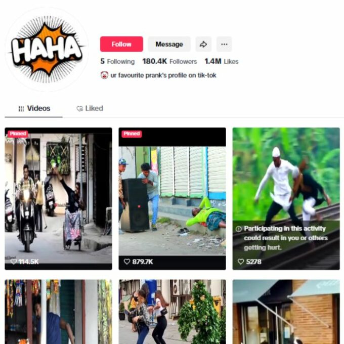 180K Funny Prank Videos TikTok Account for sale