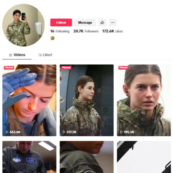 20K Military Girl Tiktok Account for sale