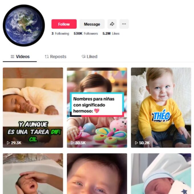 530K Kids Baby TikTok Account for sale