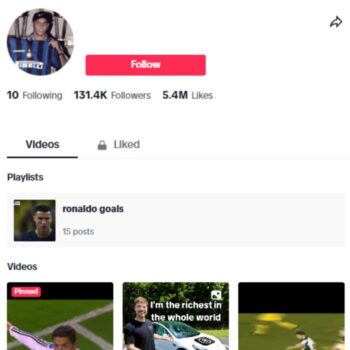 130K Cristiano Ronaldo Football TikTok Account for sale