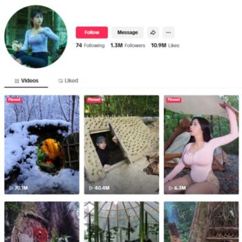 1.3M Survival Shelter Construction Tiktok Account for sale