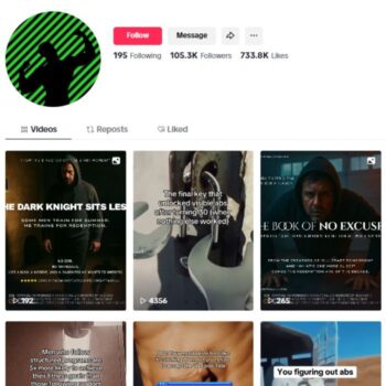 100K Gym Fitness TikTok Account for sale