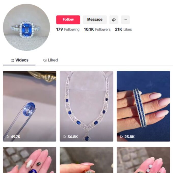 10K Jewelry Luxury TikTok Account for sale