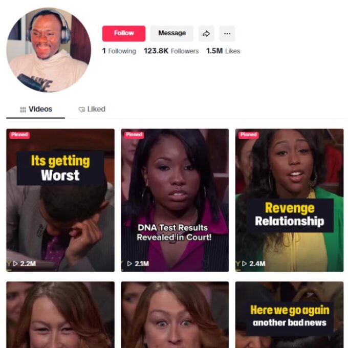 120K TV Court Show Tiktok Account for sale