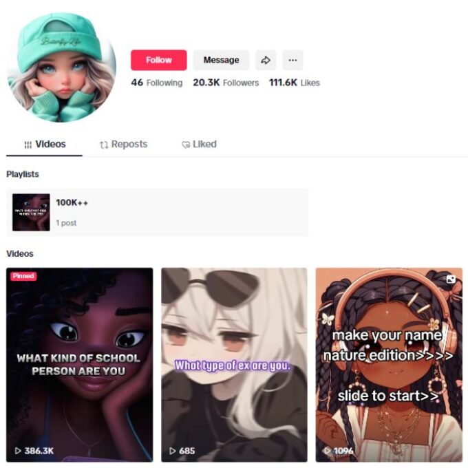 20K FYP Positivity TikTok Account for sale