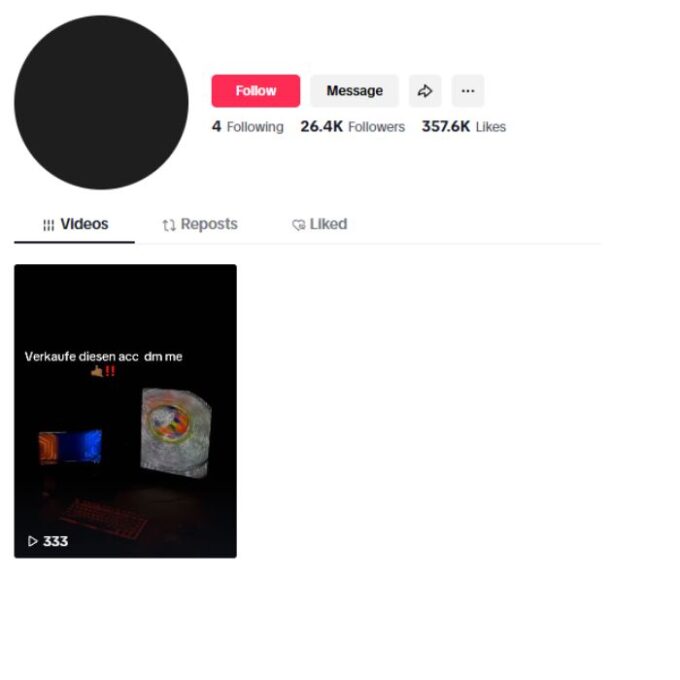 25K Blank TikTok Account for sale