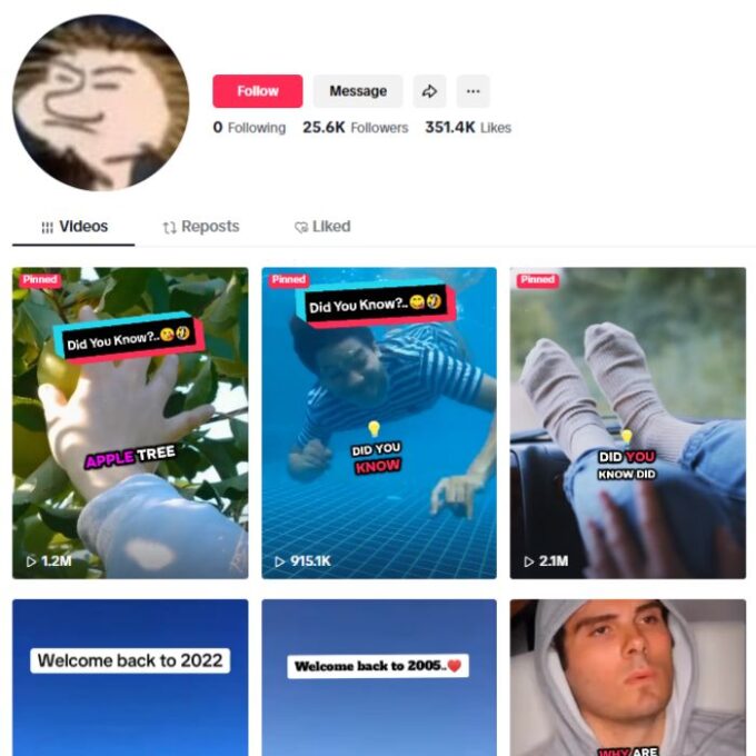 25K Science Facts Tiktok Account for sale
