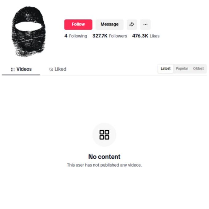 320K Blank TikTok Account for sale