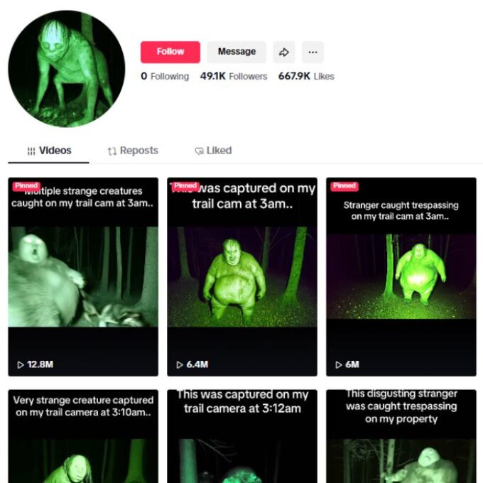49K Horror Cam Footage TikTok Account for sale