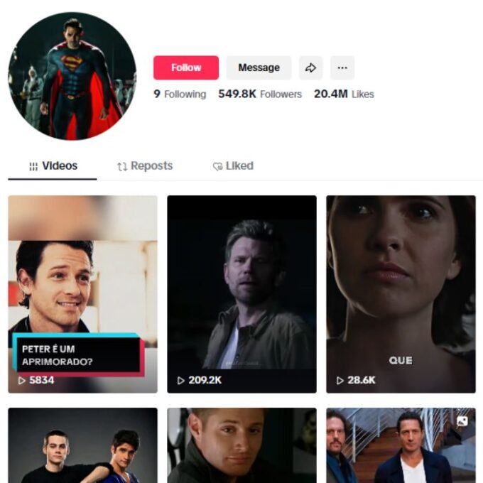 540K Hollywood Movie Clips Tiktok Account for sale