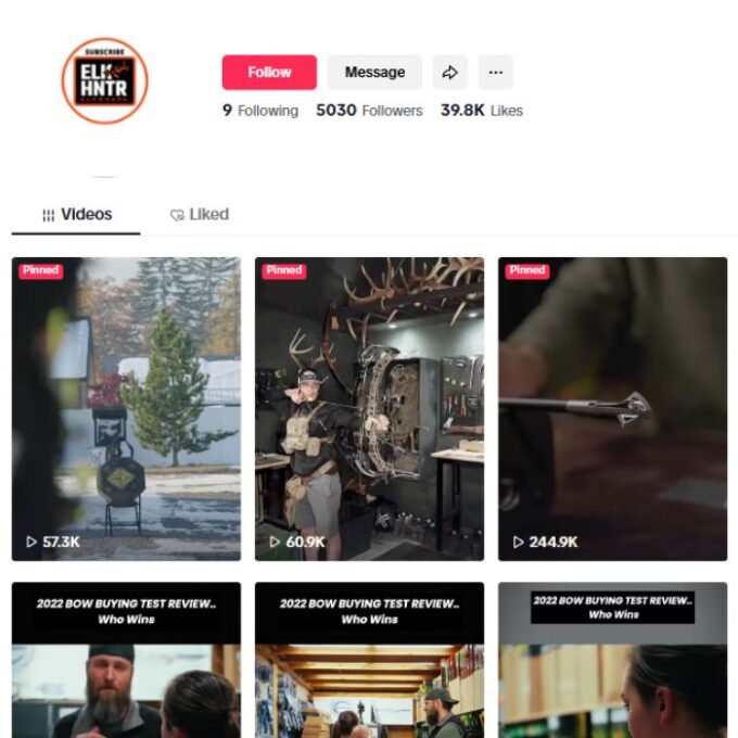 5K Archery Sports TikTok Account for sale