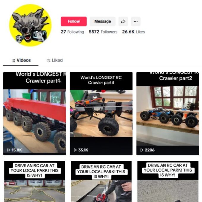 5K RC Cars Tiktok Account for sale