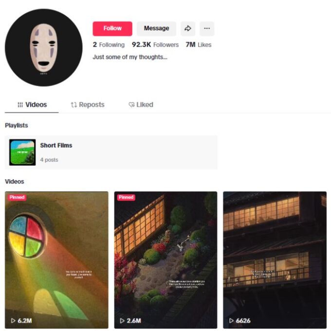 90K Anime Quotes Motivation TikTok Account for sale