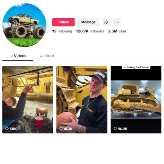 120K Whistlin Diesel Fan TikTok Account for sale
