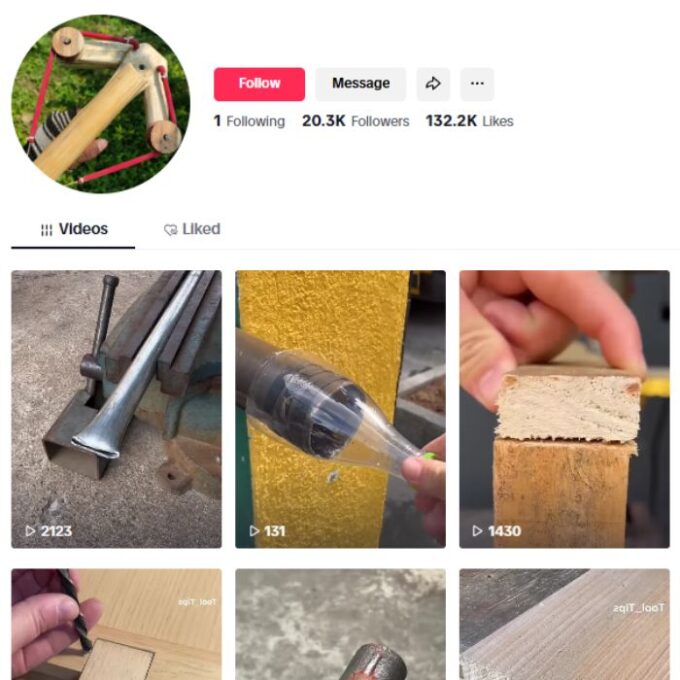 20K DIY Wooden Tools TikTok Account for sale