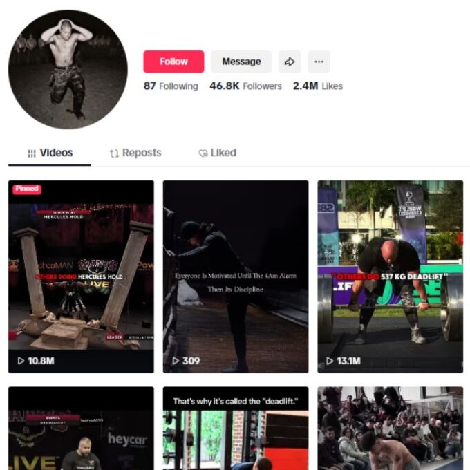 45K Fitness Workout TikTok Account for sale