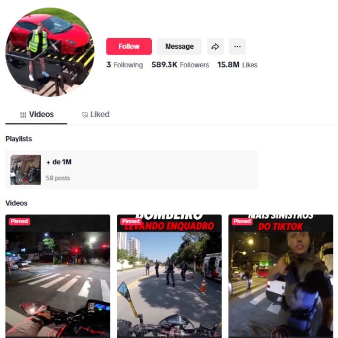 580K Bike Cam Clips Tiktok Account for sale