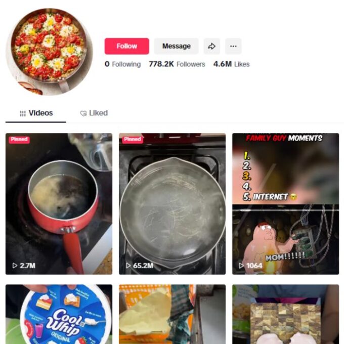 770K DIY Food Cooking TikTok Account for sale