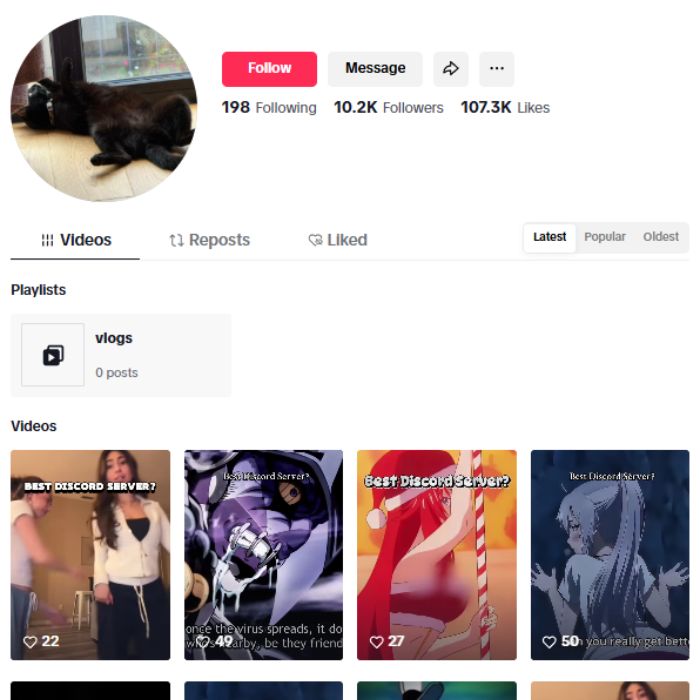 10K Anime Random TikTok Account for sale