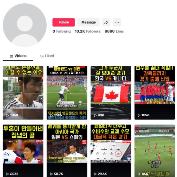 10K Football Soccer TikTok Account for sale