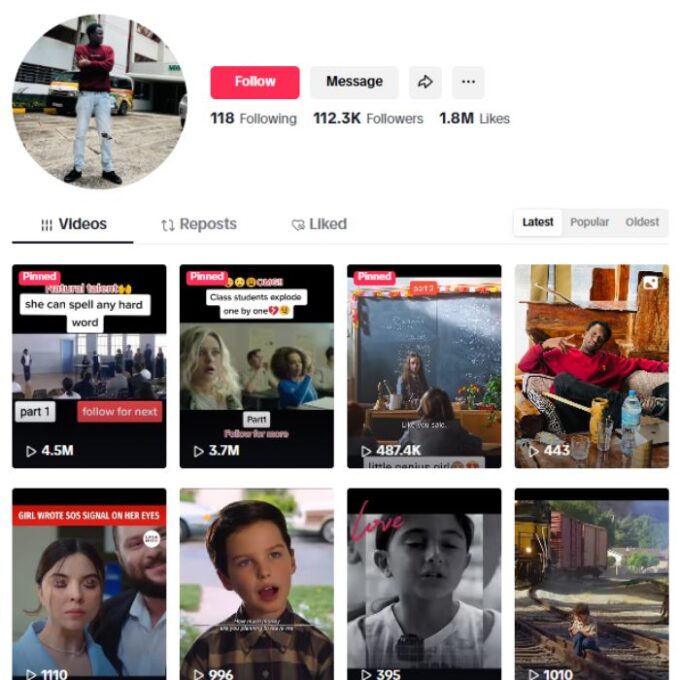 110K TV Series Entertainment Tiktok Account for sale
