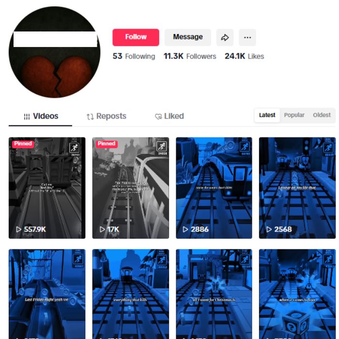 11K Music Lyrics Tiktok Account for sale