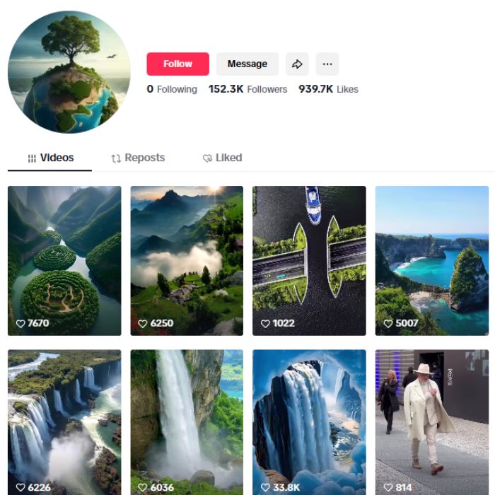 150K Travel Nature TikTok Account for sale for sale