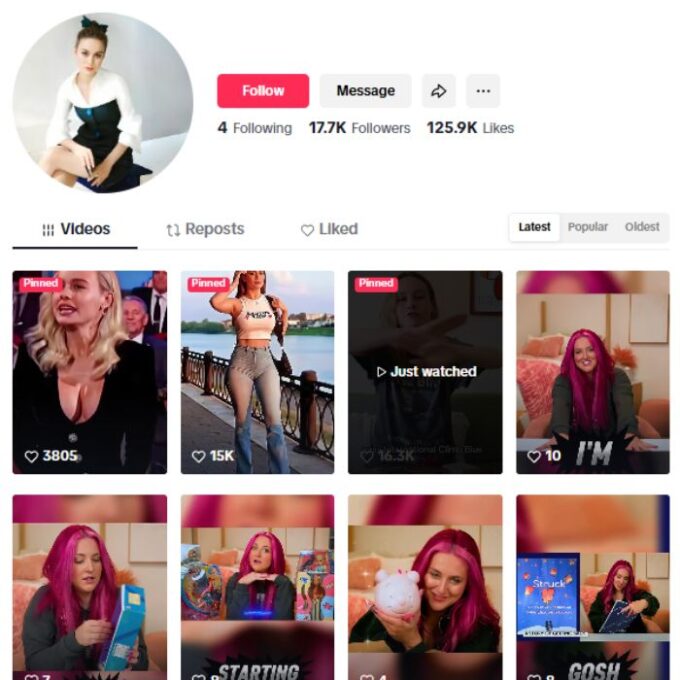 17K Brie Larson Fan TikTok Account for sale