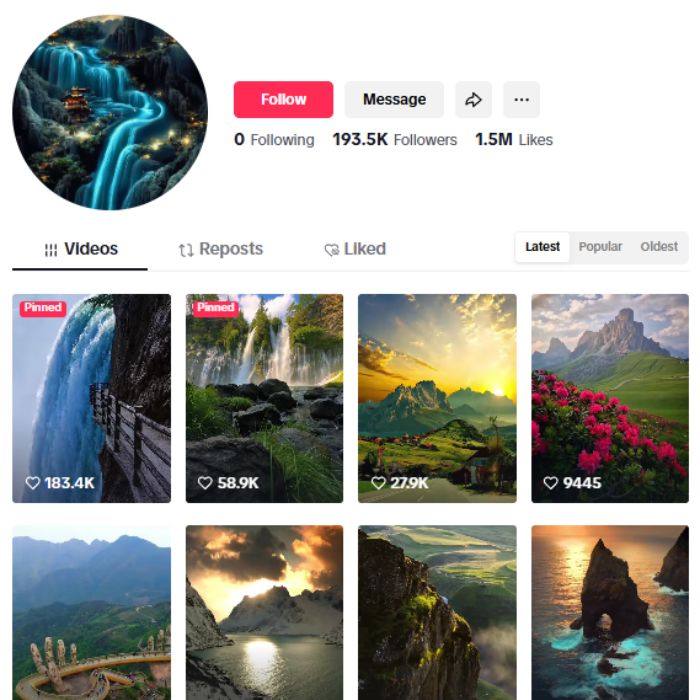 190K Travel Adventure TikTok Account for sale