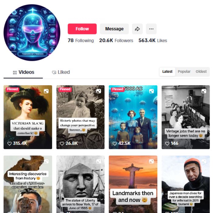 20K History Facts Tiktok Account for sale