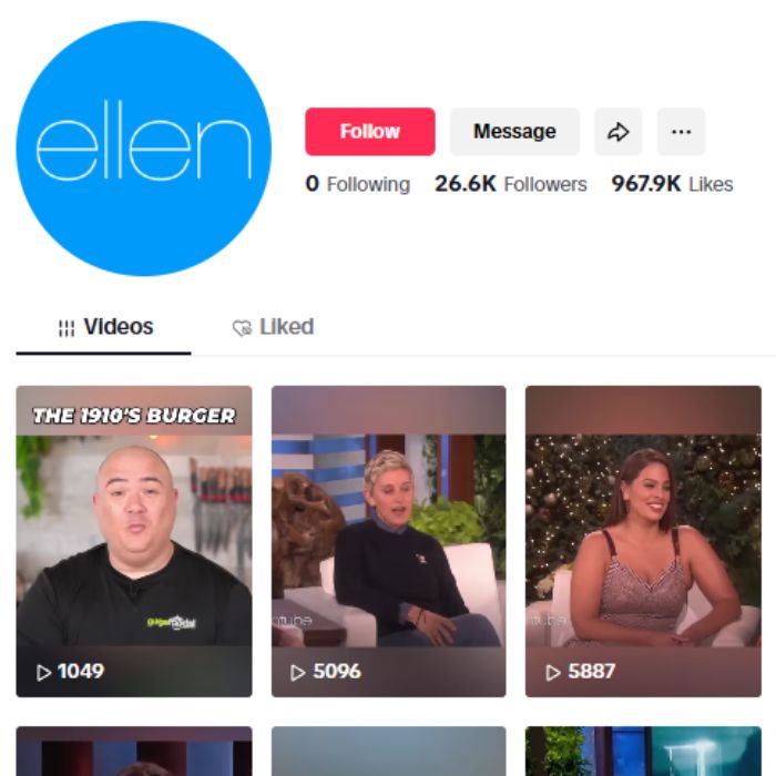 25K Ellen Show TikTok Account for sale