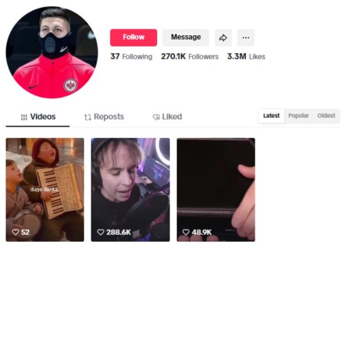 270K Music Singing Tiktok Account for sale