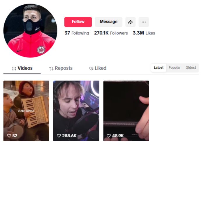 270K Music Singing Tiktok Account for sale