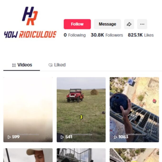 30K Experiments Stunts Tiktok Account for sale