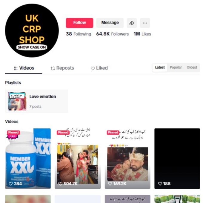 60K Family Vlog Clips Tiktok Account for sale
