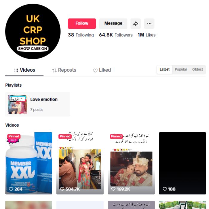 60K Family Vlog Clips Tiktok Account for sale